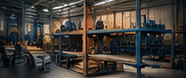 Steel racking being assembled in a workshop